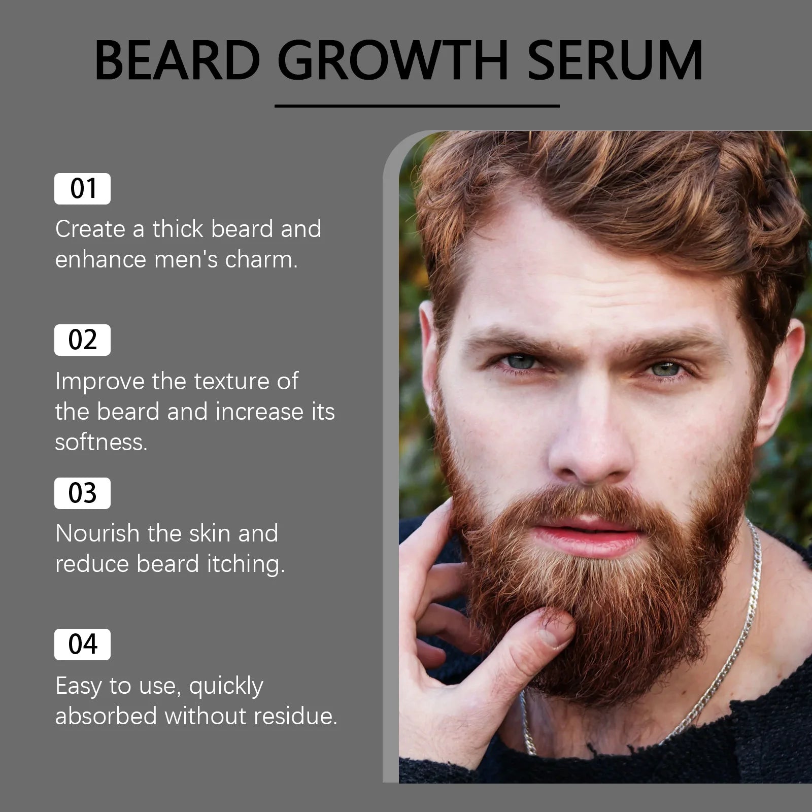 Beard Growth Oil Thickening Serum Promotes Whisker Growth Strengthen Roots Softens Beard Moisturizing Hydrating Men Grooming