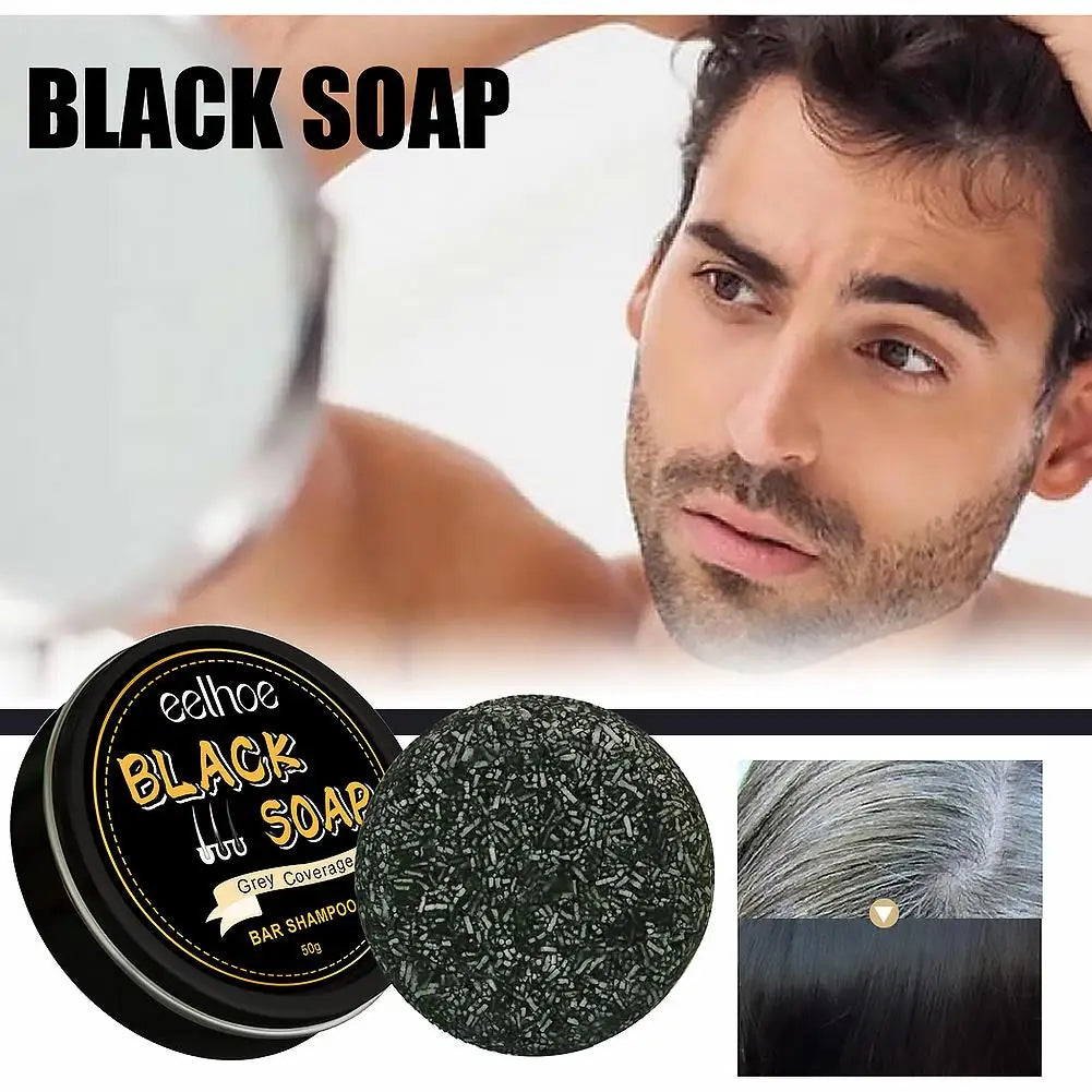 Men's Black Hair Soap For Gray Hair Darkening Shampoo Bar,Black Soap For Hair & Beard Darkening,Black Shampoo Dye Soap For Men