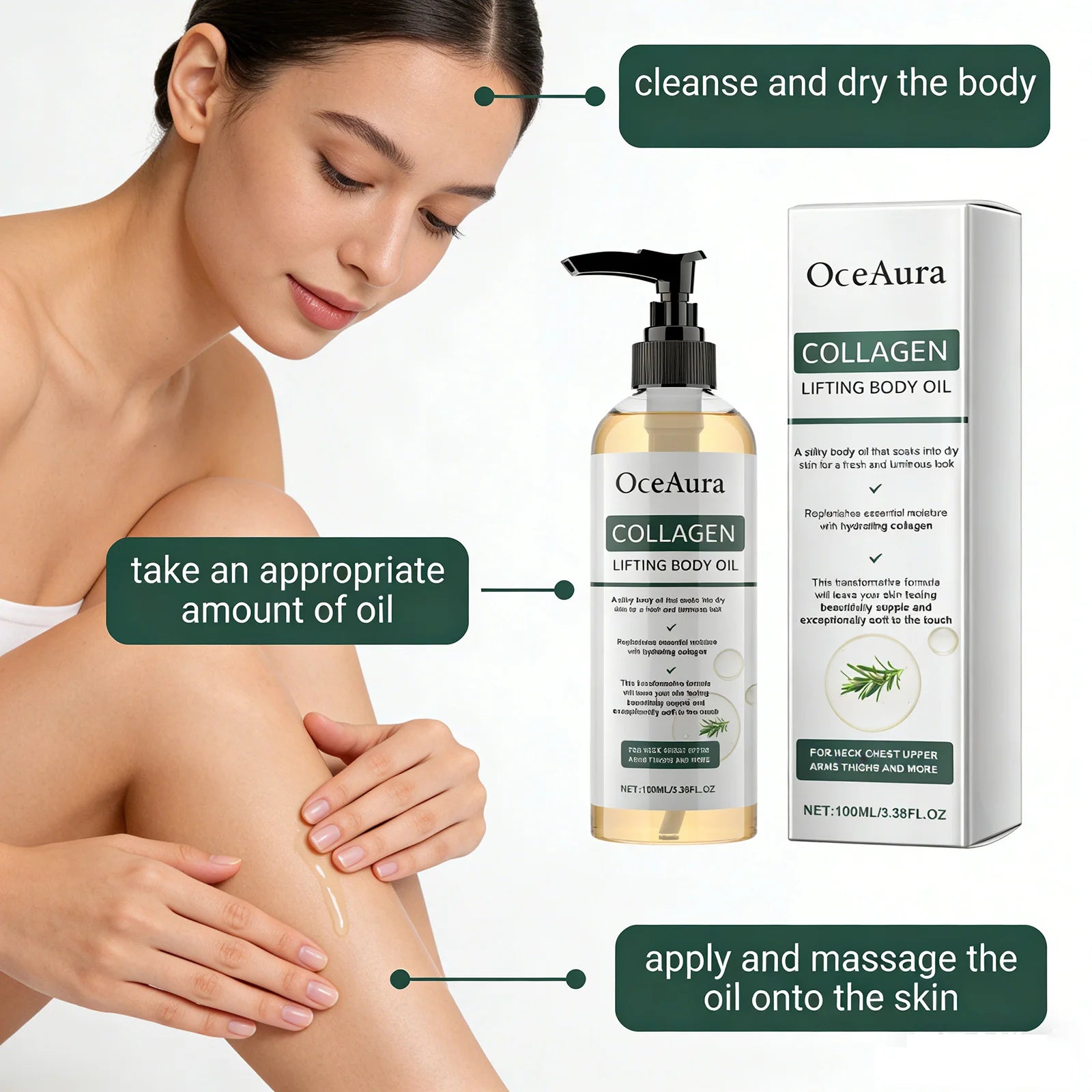 Collagen Body Oil Tighten Skin Lifting Increase Body Elasticity Massage Repair Moisturizing Non-greasy Essential Care Oil 100ml