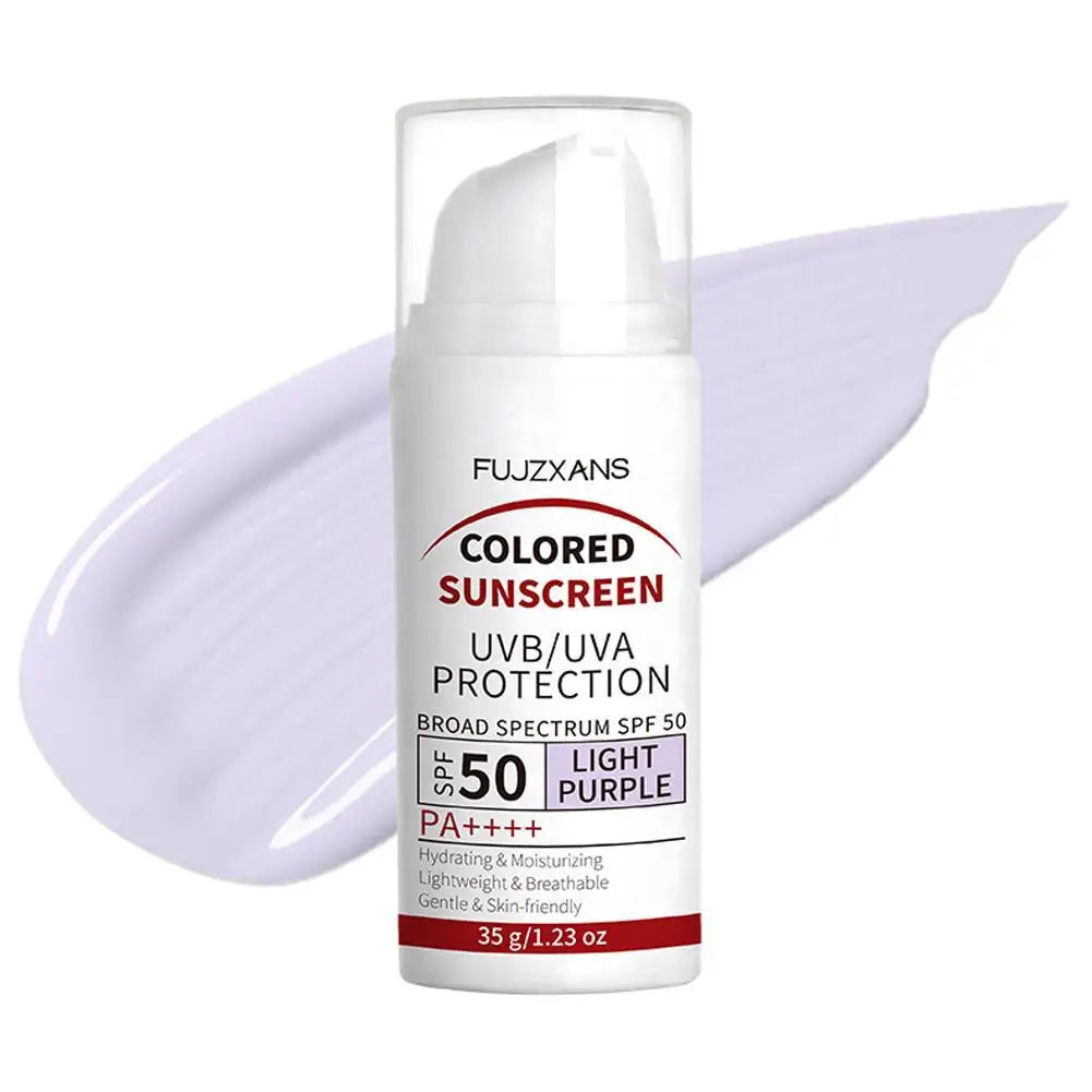 Colored Sunscreen UVB/UVA Protection Broad Spectrum SPF 50 Hydrating Lightweight Breathable Gentle Skin-Friendly Isolation Cream