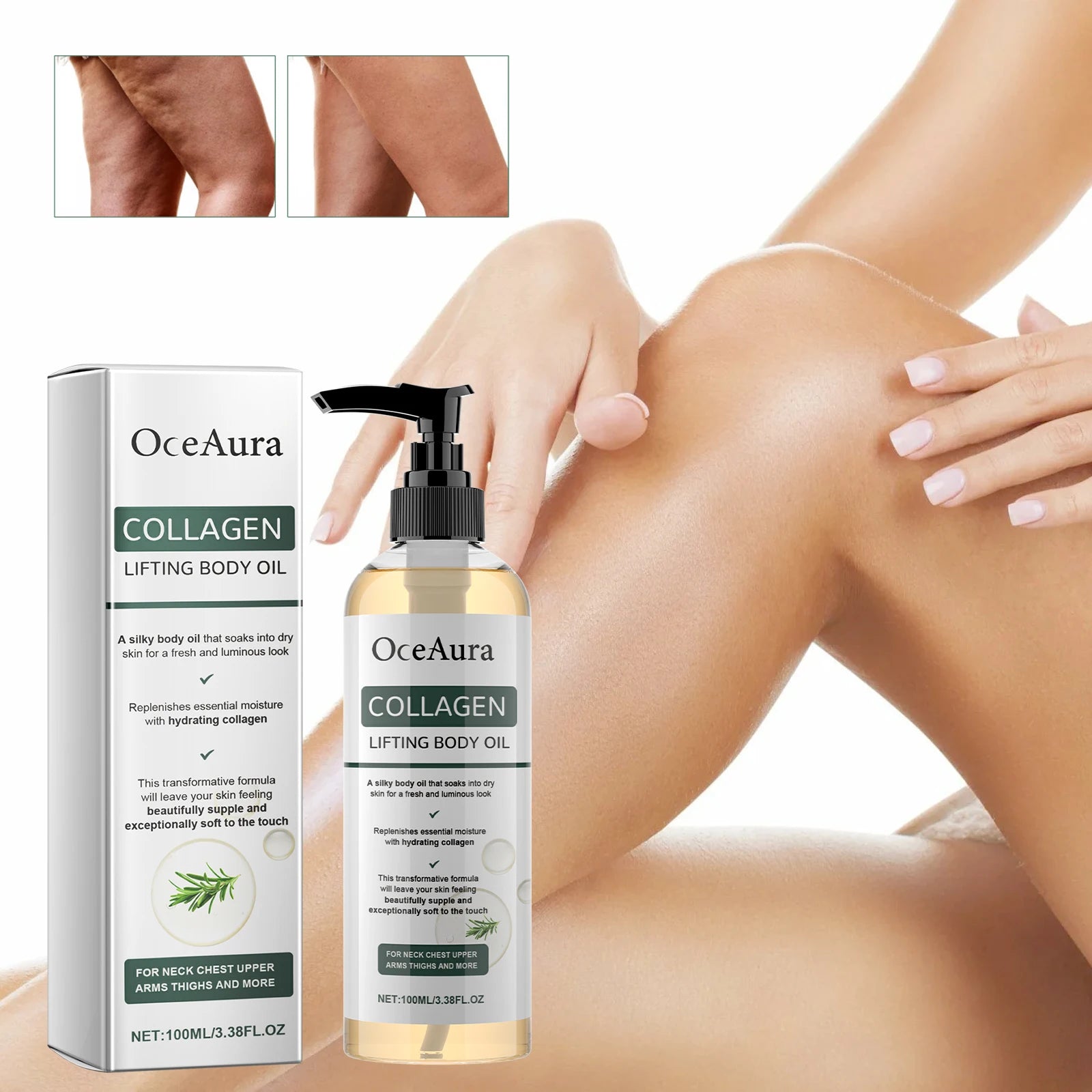 Collagen Body Oil for Firming & Tightening Intensive Moisturizing & Hydrating Dry Skin Treatment All Over Body Massage Oil