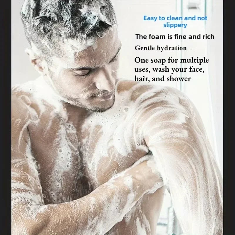 Men's Cologne Soap, Three-In-One for Washing Hair, Face, and Body, Cleanses and Bathes the Entire Body, Moisturizes
