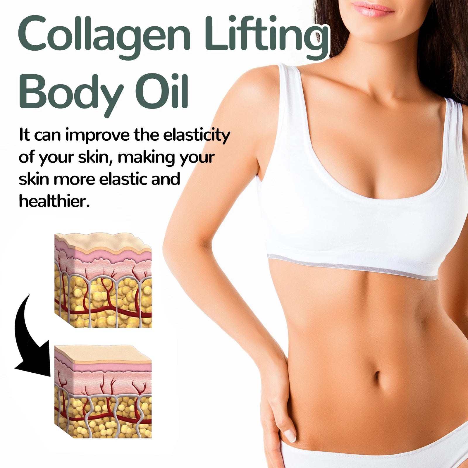 Collagen Body Oil for Firming & Tightening Intensive Moisturizing & Hydrating Dry Skin Treatment All Over Body Massage Oil