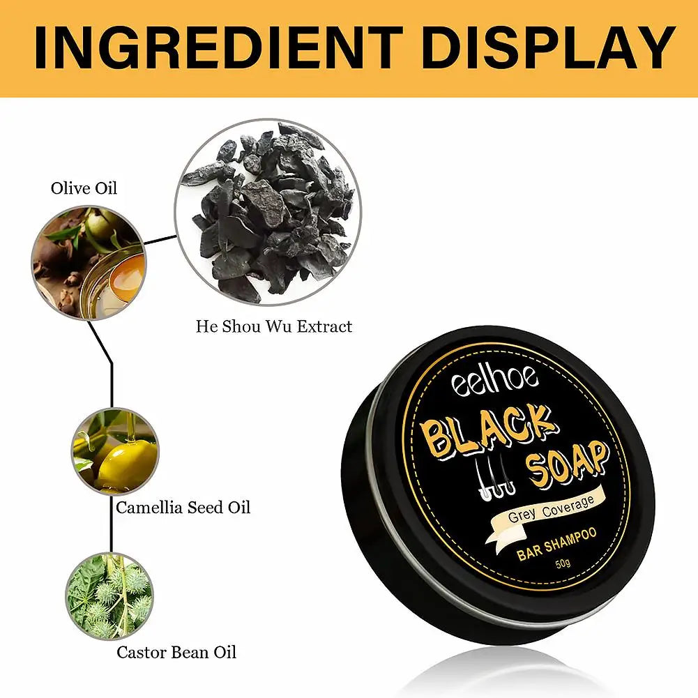 Men's Black Hair Soap For Gray Hair Darkening Shampoo Bar,Black Soap For Hair & Beard Darkening,Black Shampoo Dye Soap For Men