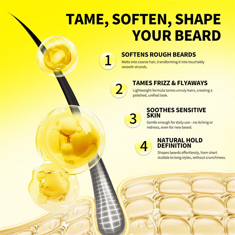Beard Balm for Men Beard Conditioner Oil Natural Beard Care Wax Balm Moisturizing Anti-Frizz Beard Care Cream Mustache Styling