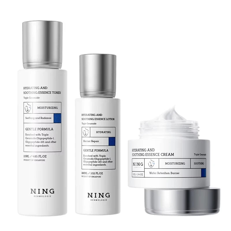 Korean Skincare Set Toner + Lotion + Cream – 8D Hyaluronic Acid & Ceramides for Hydration, Soothing Comfort & Barrier Support