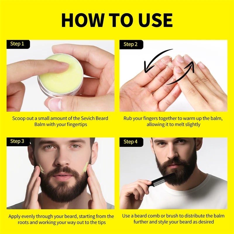 Beard Balm for Men Beard Conditioner Oil Natural Beard Care Wax Balm Moisturizing Anti-Frizz Beard Care Cream Mustache Styling