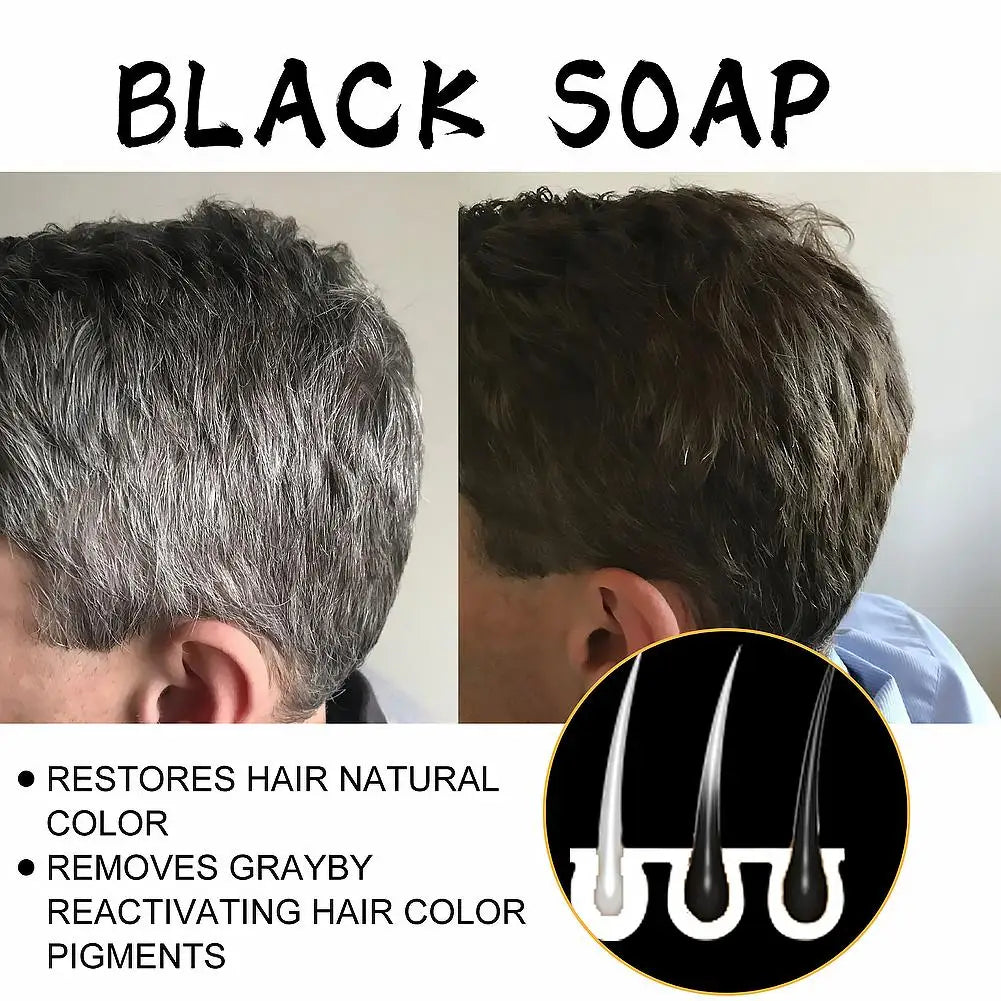 Men's Black Hair Soap For Gray Hair Darkening Shampoo Bar,Black Soap For Hair & Beard Darkening,Black Shampoo Dye Soap For Men