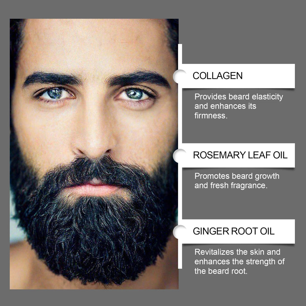 Beard Growth Oil Thickening Serum Promotes Whisker Growth Strengthen Roots Softens Beard Moisturizing Hydrating Men Grooming