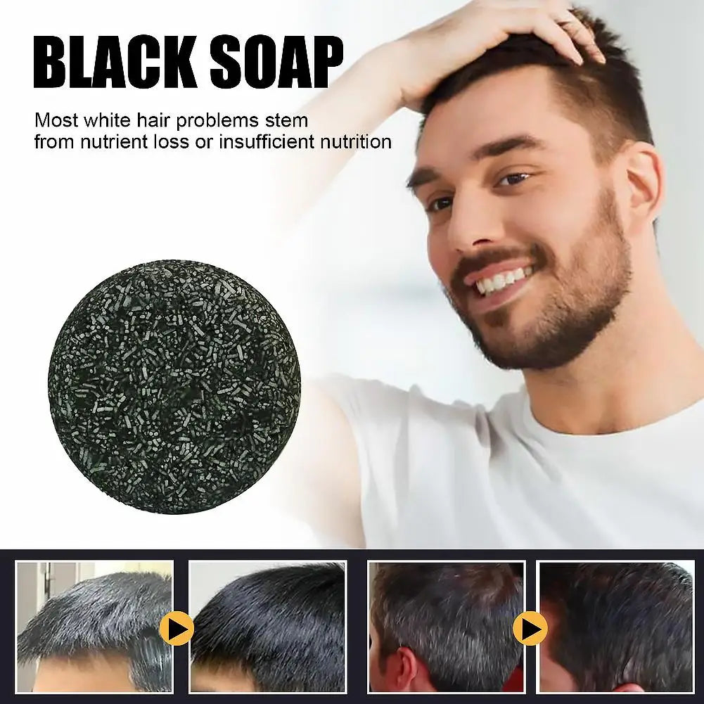 Men's Black Hair Soap For Gray Hair Darkening Shampoo Bar,Black Soap For Hair & Beard Darkening,Black Shampoo Dye Soap For Men